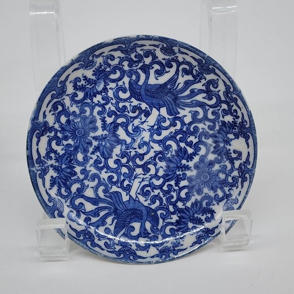 Xuande Marked Demitasse Blue & White Porcelain Cup and Saucer Pheonix - Picture 10 of 12